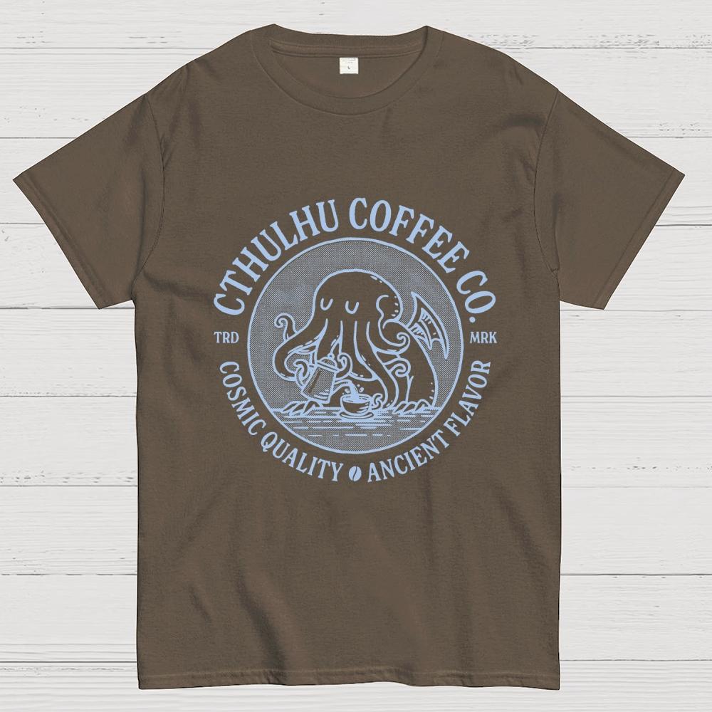 Cthulhu Coffee Co Unisex 100% Cotton Summer Casual Cool Loose T-Shirt