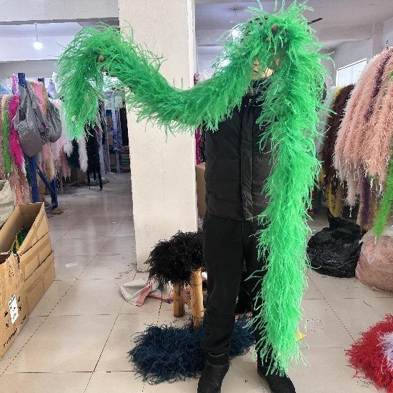 Blue 1PLY Natural Ostrich Feather Boa Fluffy Plume Ribbon Shawl DIY Sewing Trim for Wedding Christmas Party Dress Costume Accessories