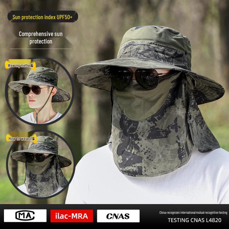 Men's Wide Brim UV Protection Sun Hat for Summer Outdoor Activities