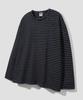 AGOD Camicia Henley con Bottoni Laterali a Righe Manica Lunga [Nero]
