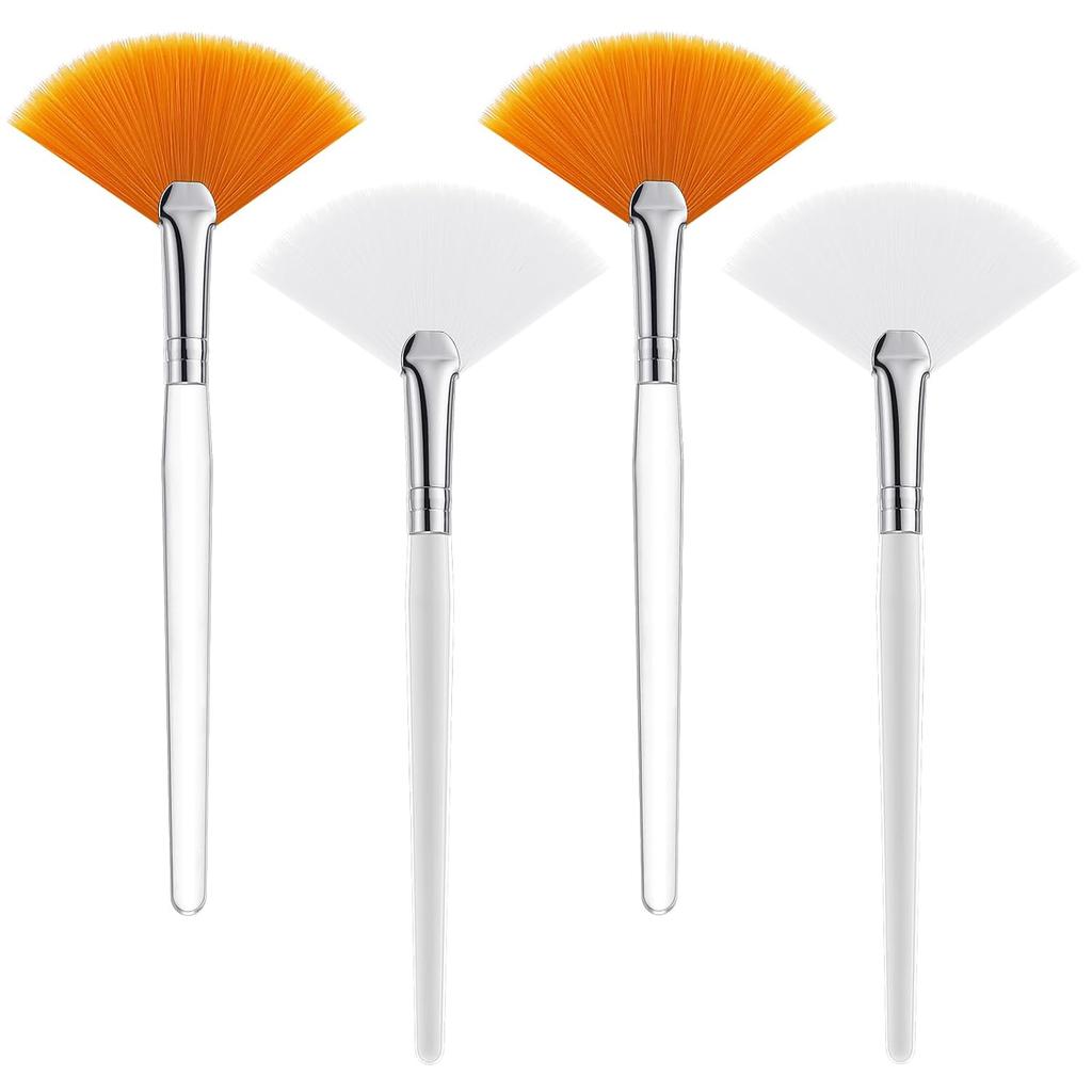 4 Pcs Facial Brushes Fan Mask Brushes, Soft Facial Applicator Brushes Tools for Peel Glycolic Mask Makeup
