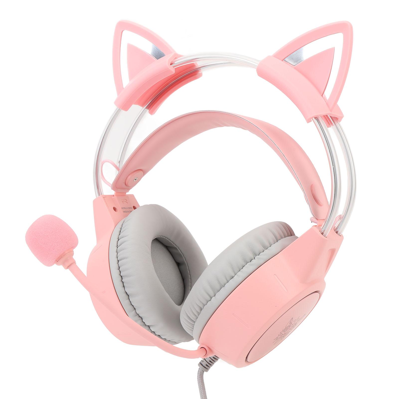 

Игровая гарнитура «Кошачьи ушки» с розовой RGB-подсветкой, регулируемым оголовьем и проводными игровыми наушниками с микрофоном для ПК, ноутбука, игровой консоли