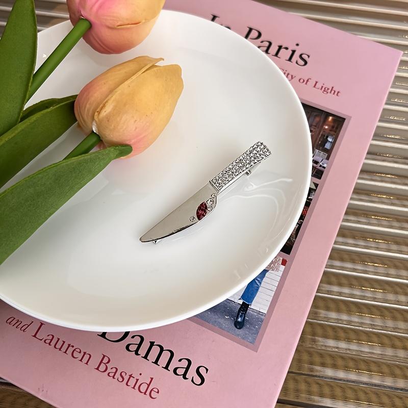 

1pc Elegant Knife & Fork Hair Clip for Women - Stylish Hair Accessory with Sparkling Accents, Perfect for Casual or Formal Occasions