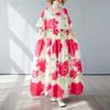 Simple and Fashionable Long Skirt Summer Short Sleeved Round Neck Printed Dress