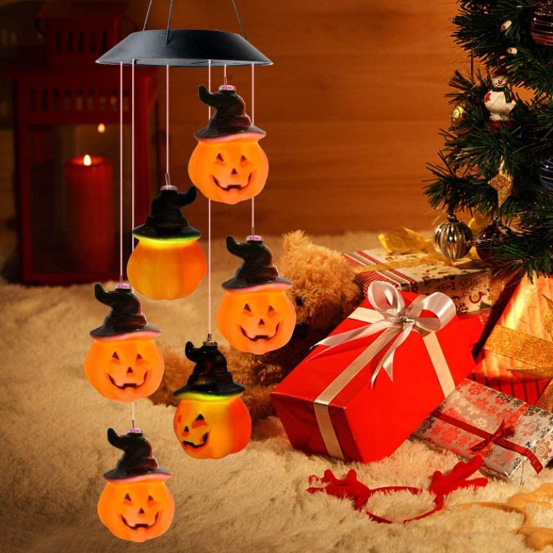 LED Halloween Solar String Lights Skull Ghost Pumpkin Shape Outdoor Yard Garden Horror Decor Waterproof Party Lighting Props