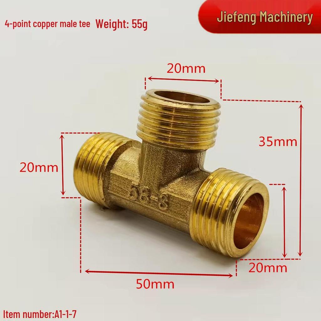 4-Point Copper Male Elbow Tee Union with Internal/External Thread for Plumbing and Pipe Joint Accessories