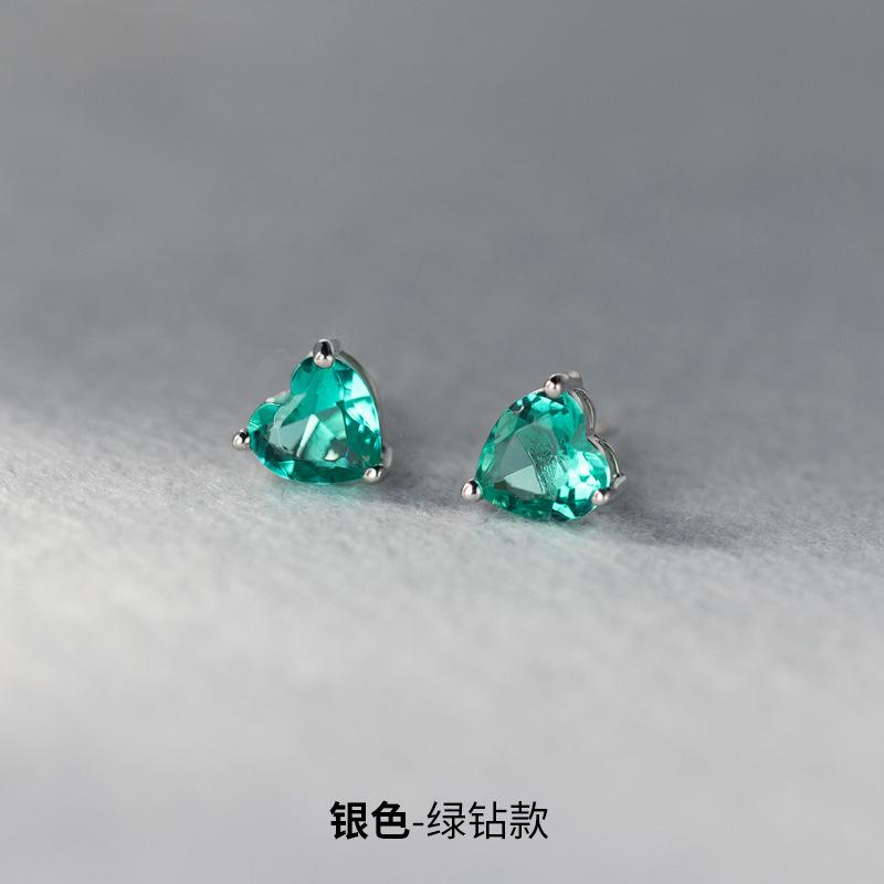 925 Sterling Silver Heart Zircon Piercing Stud Earrings Wedding Luxury Elegant Jewelry For Woman Wholesale Accessories
