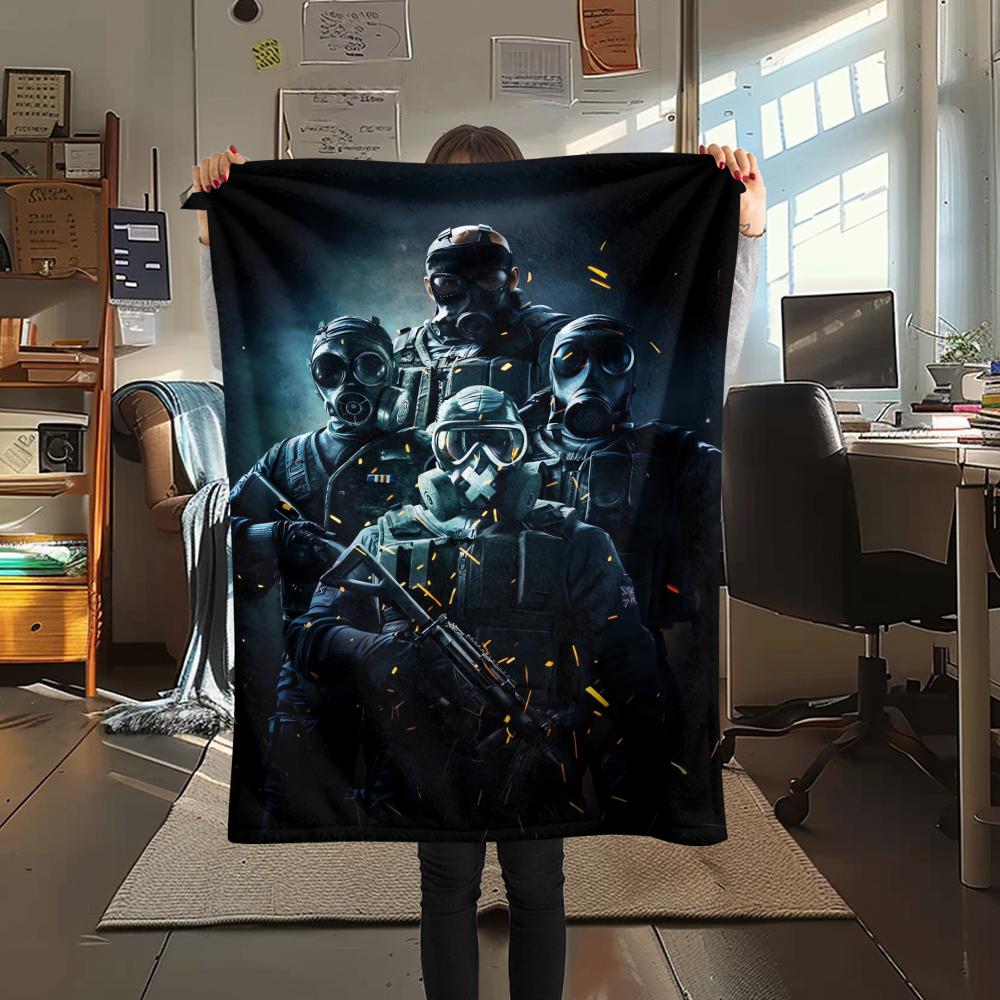 1PC Tom Clancy's Print Flannel Blanket, High quality Comfortable for All Seasons, Home Decor, Warmth and Comfort, Perfect for Christmas Gifts226