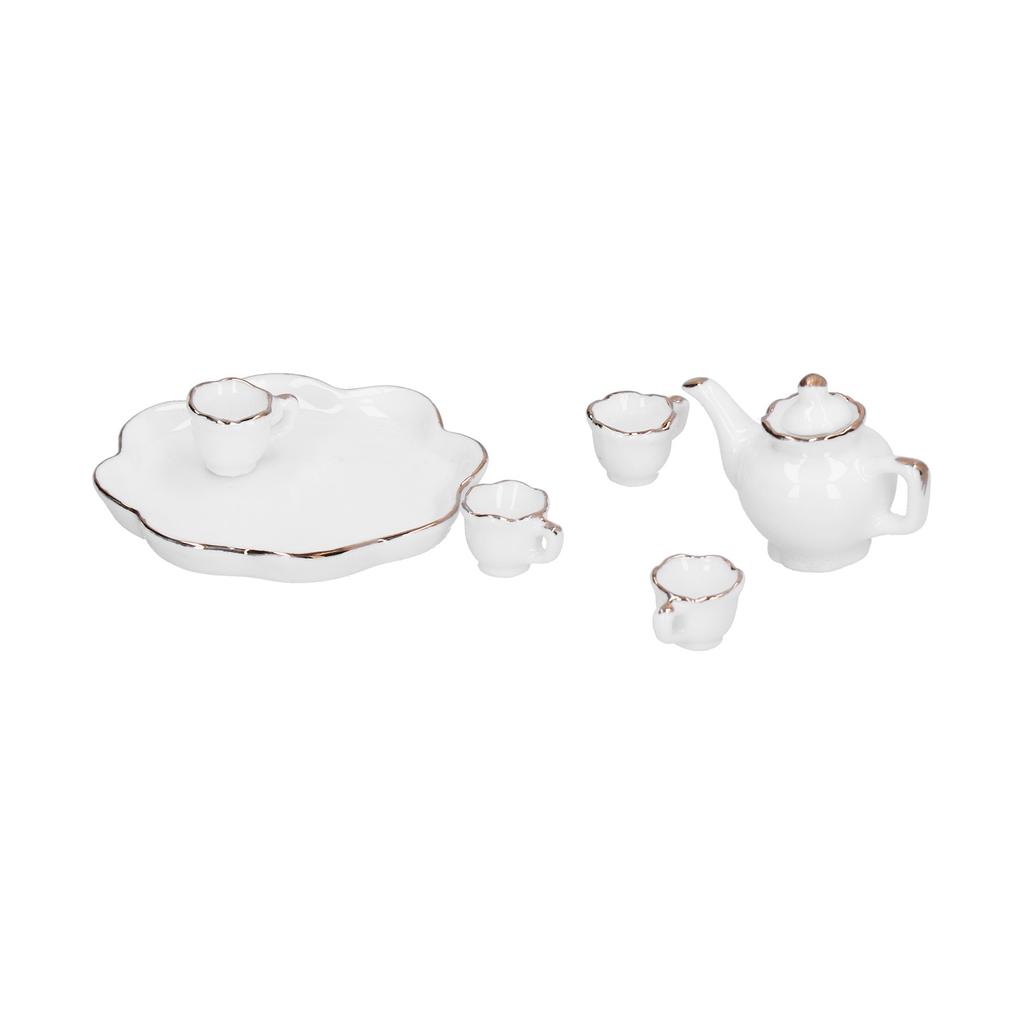 1:12 Tea Set Miniature Tea Cup Teapot Tray Decoration Kitchen Accessories