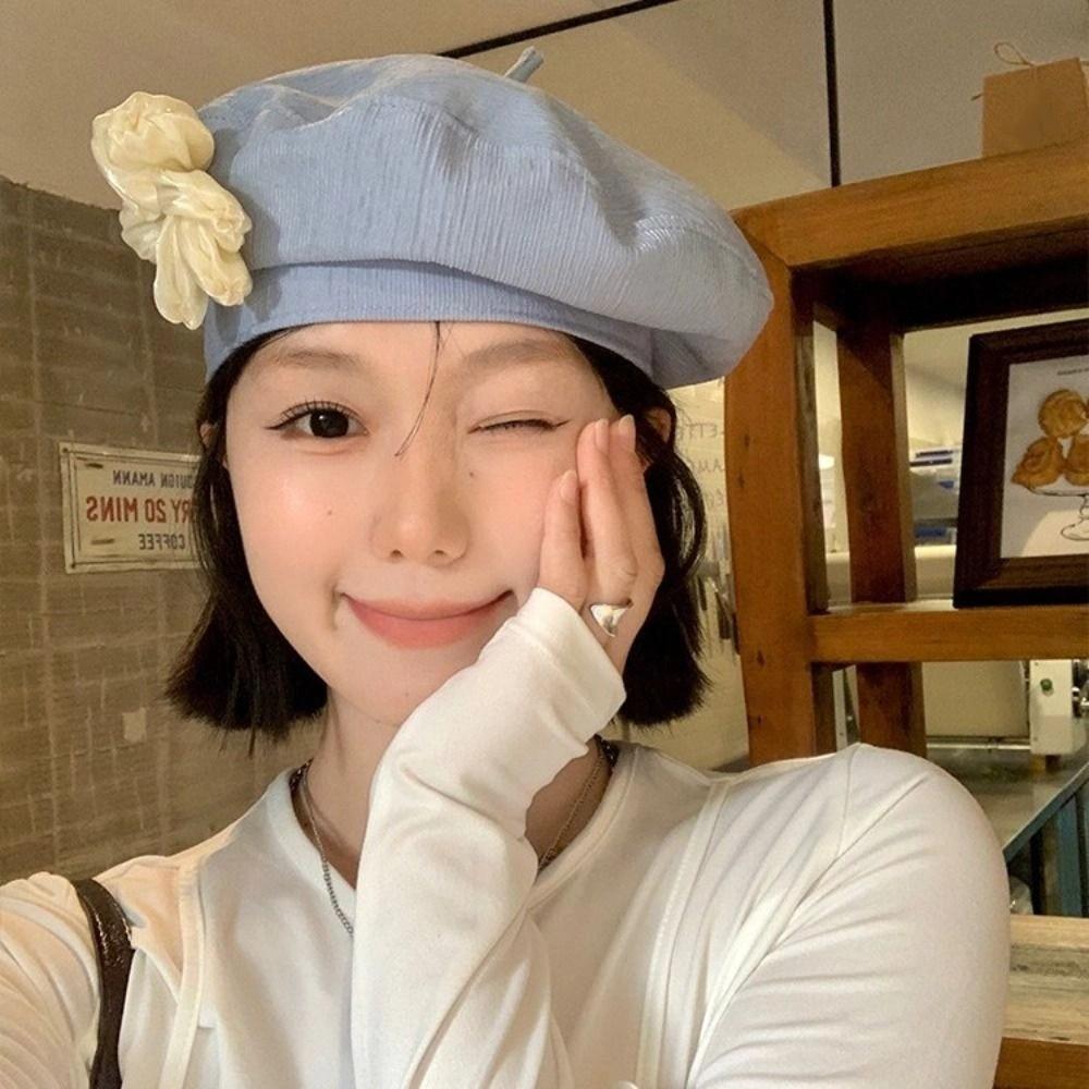 French Style Painter Hat Versatile Artist Cap Breathable Flower Beret  Holiday