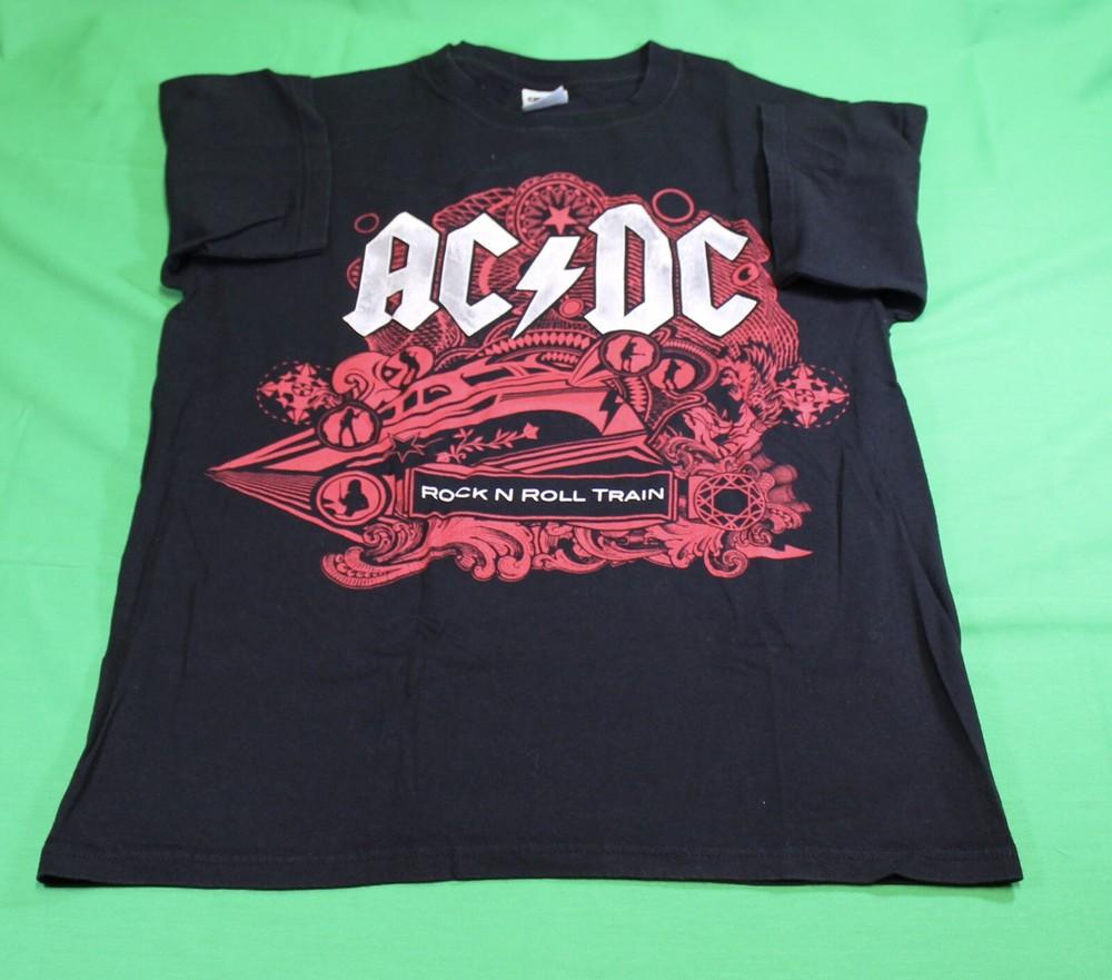 AC/DC ACDC Rock N Roll Train 2008 2009 Black Concert T Shirt Sz M Unisex T-Shirt S