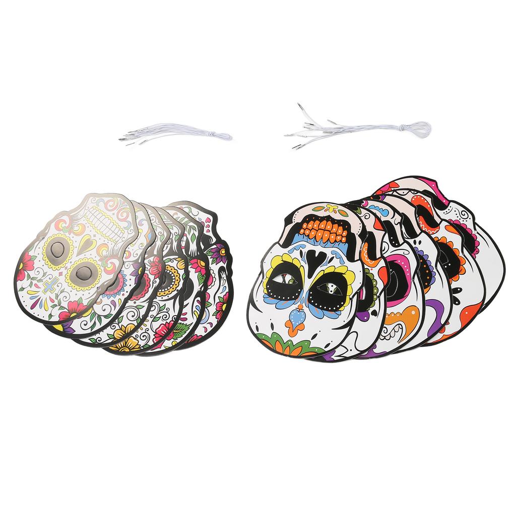 12pcs Day of The Dead Mask with Elastic Band Attractive Halloween Mask for Halloween Party Horror