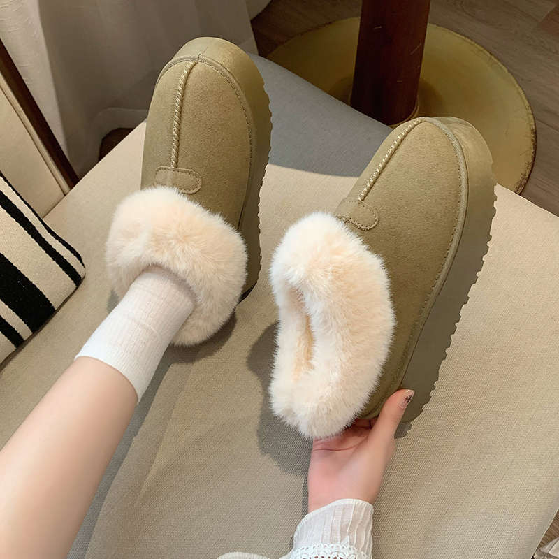 Low-top fluffy snow boots women's winter 2025 new thick-soled non-slip bread shoes piled and thickened warm cotton shoes