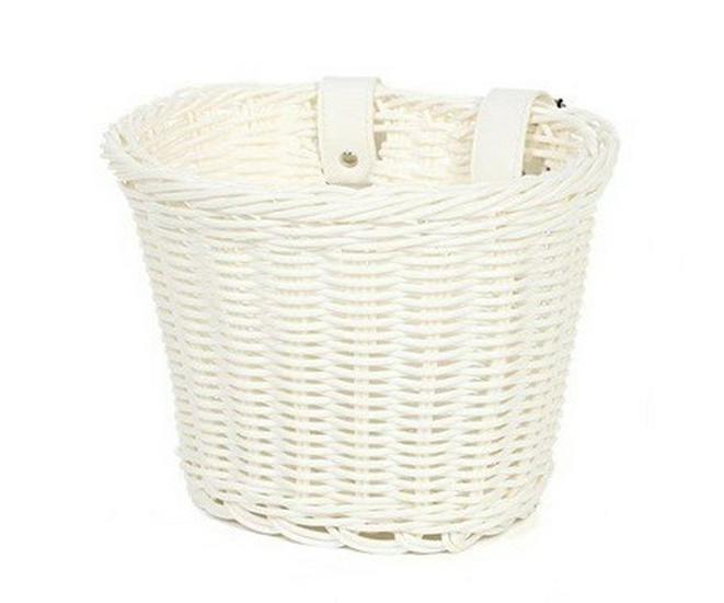 Hand-Woven Rattan-Style Detachable Bicycle Storage Basket for Children's Scooters - Small, Lidless