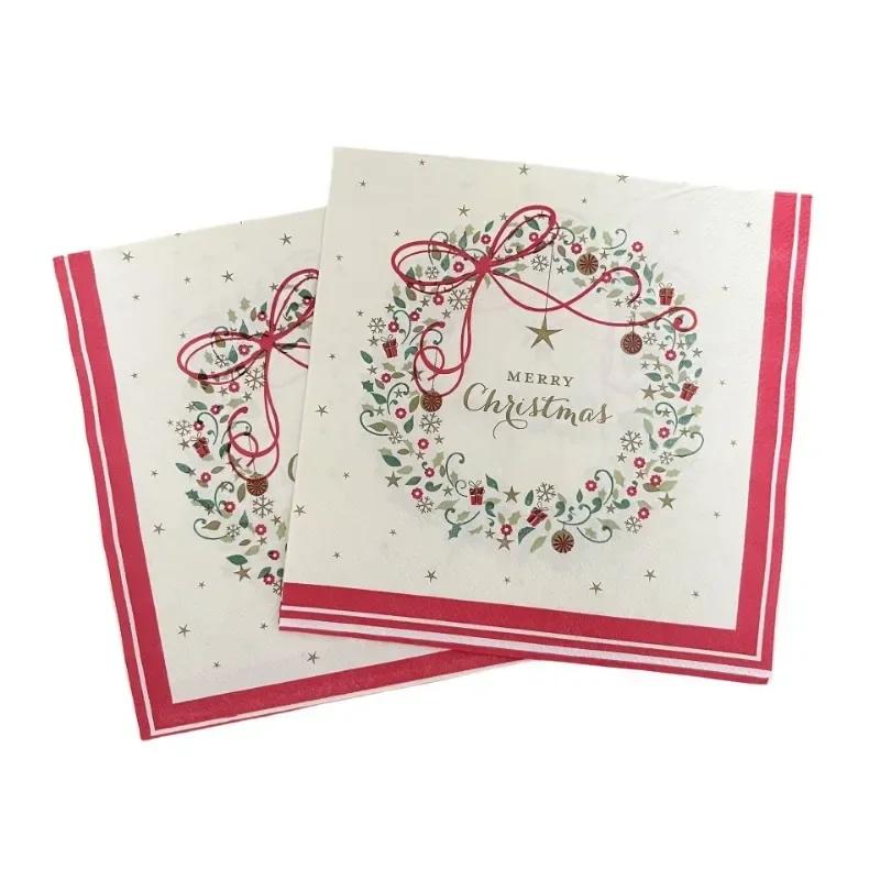 20pcs/Pac 33*33cm 2-Ply Disposable Party Napkin Christmas Pattern