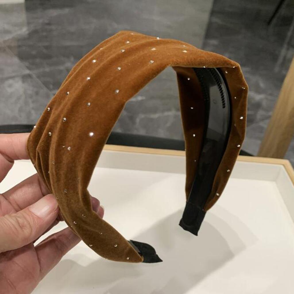 PROLY New Fashion Headband For Women Wide Side Hairband Autumn Center Knot Rhinestone Headwear Adult Hair Accessories