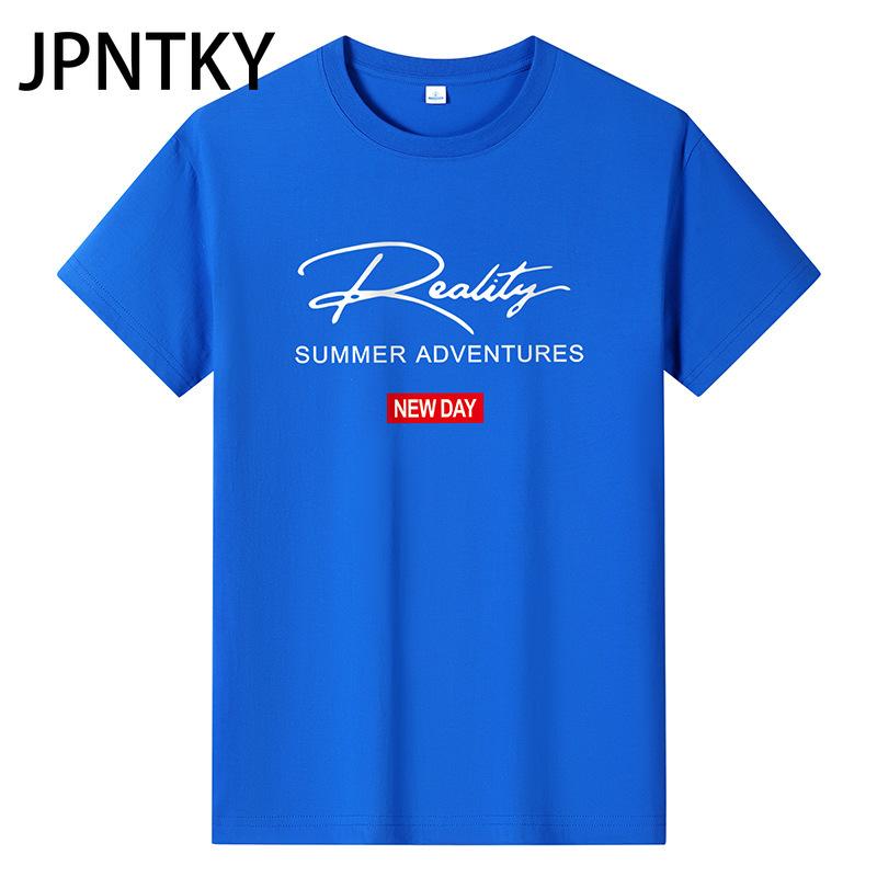 JPNTKY Cotton Short Sleeve T-shirt Men's Fashion Loose Half Sleeve Shirt Printed Compassionate Shirt