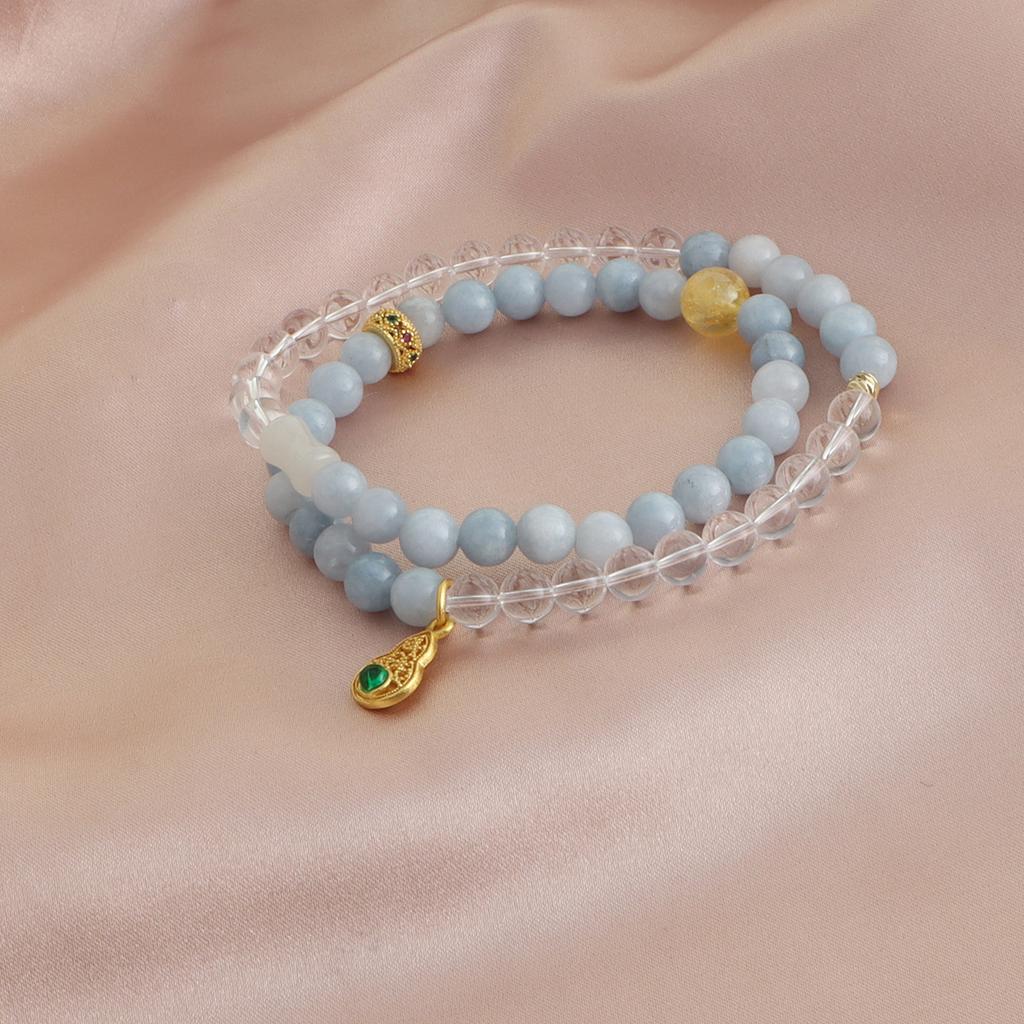 Bracelet Natural Shoushan Stone Tianshan Green Lotus Pod Safety Buckle Crystal Bracelet Double Layer Dopamine