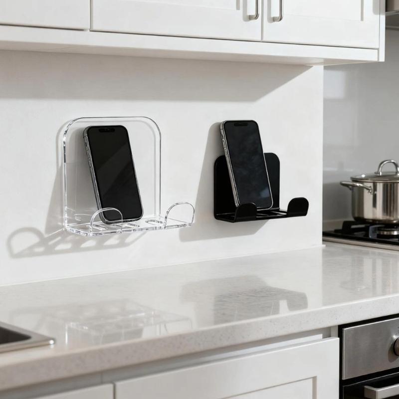 2 Stück Wandmontage Handy-Regal für Smartphones Platzsparendes Design Acryl Handyhalter für Home Office Schlafzimmer