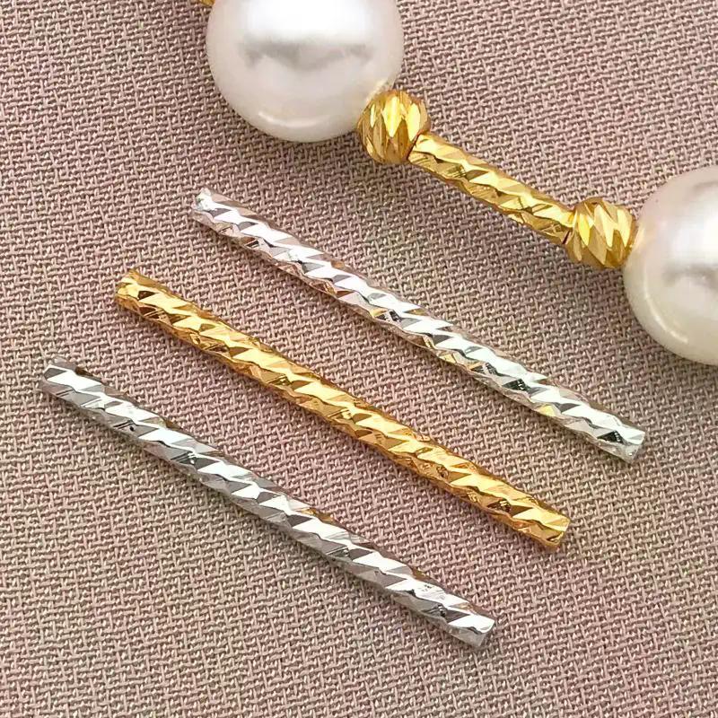 50pcs 18K Copper Plated True Golden Thick Silvery Platinum Batch Flower Connection Tube, DIY Bracelet Jewelry Making Accessories