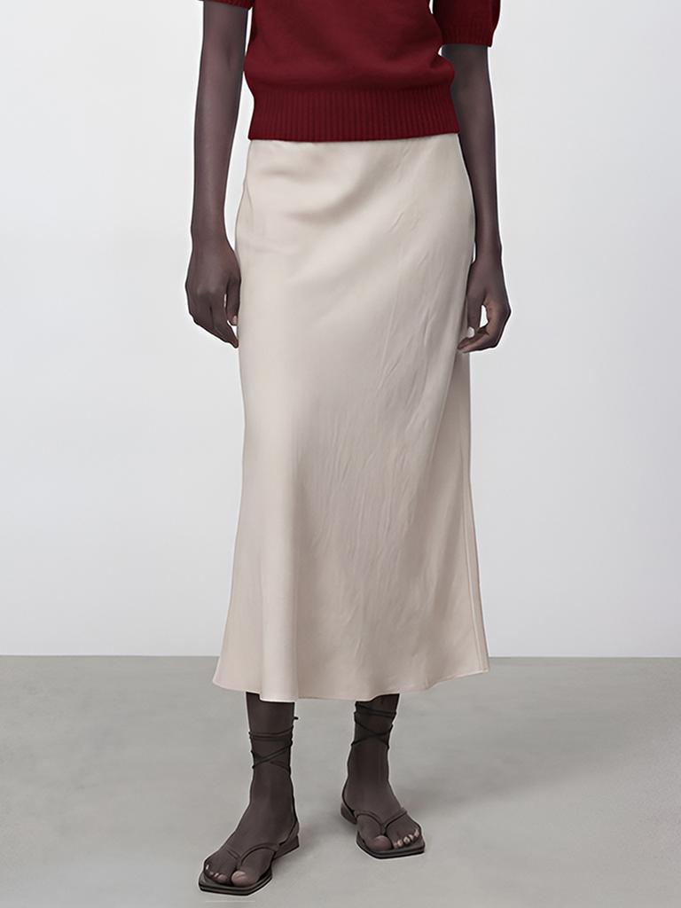 ACUD Satin A-Line Skirt_Cream