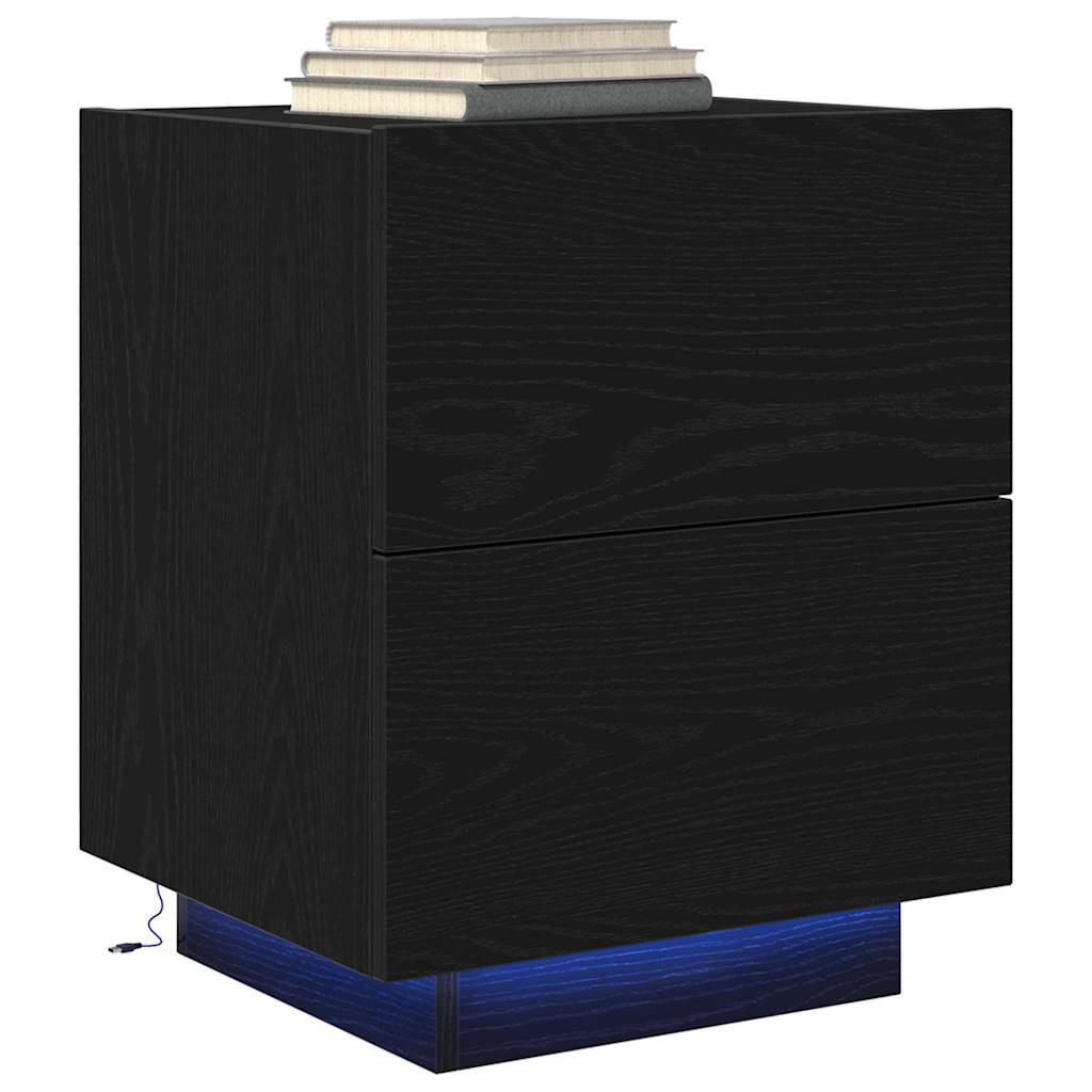 Nightstand Black Oak Look 45 x 40 x 55 cm Engineered Wood
