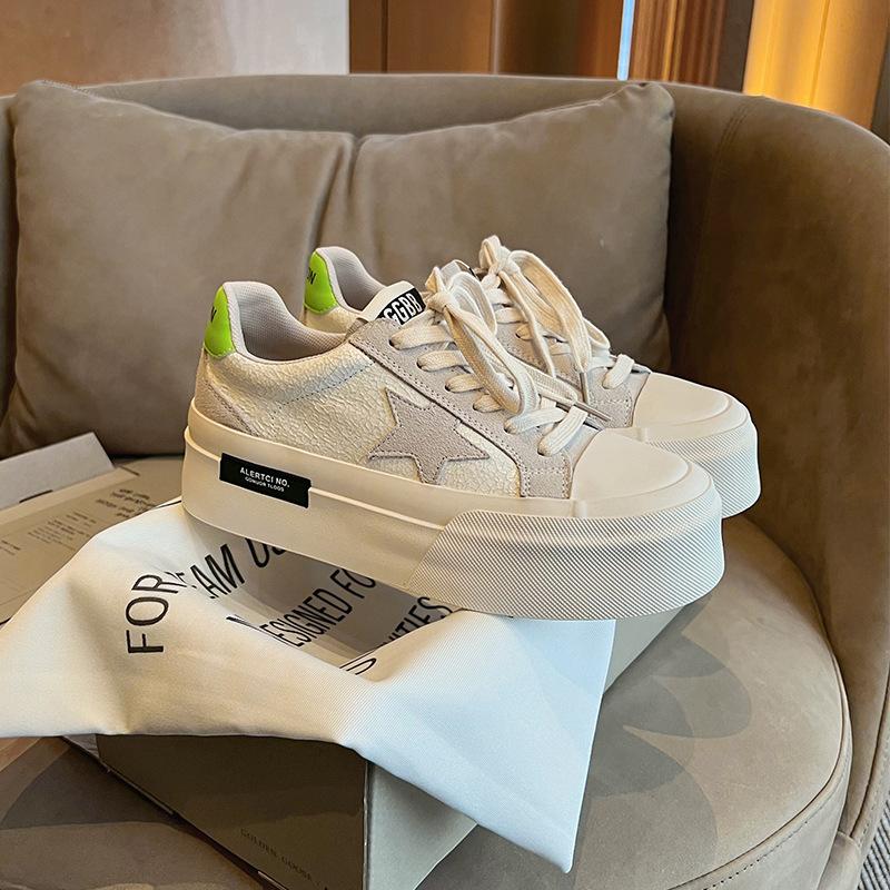 Dámské hvězdné skate boty s tlustou podrážkou, jarní a podzimní nové ležérní univerzální boty na platformě