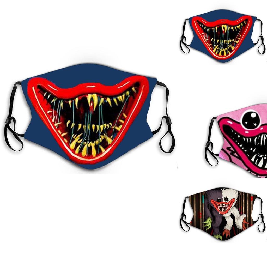 Masca de Față din Bumbac de Halloween Poppy Playtime Huggy Wuggys Pentru Adulți, Ajustabilă, Respirabilă