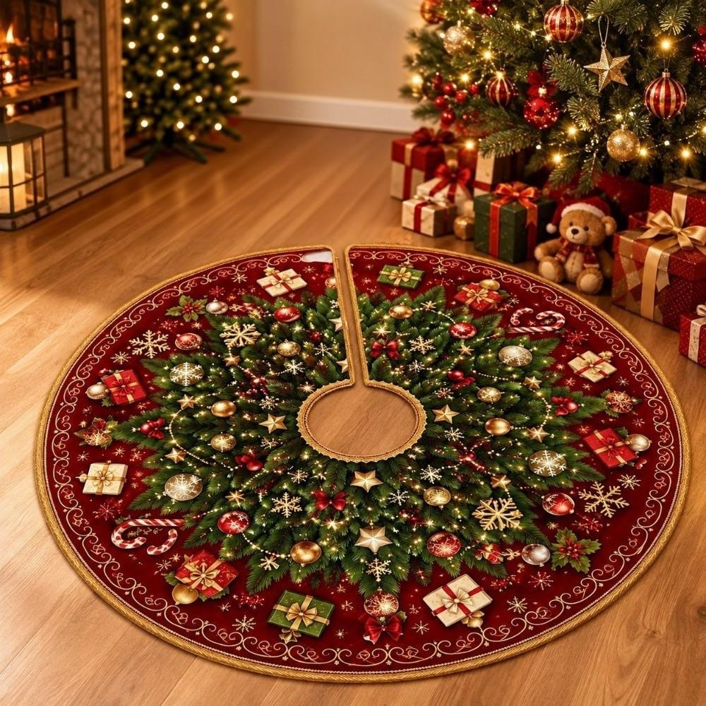 Large Size Christmas Tree Skirts Polyester Xmas Tree Foot Cover Christmas Tree Decoration