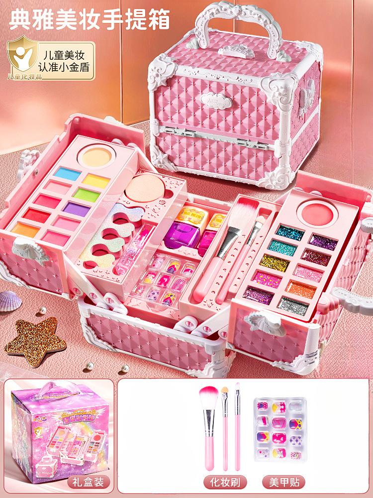 Kinderen wasbare make-up meisjes speelgoed - Kinderen make-up kit voor meisjes, echte make-up set, kleine meisjes make-up kit voor peuters kinderen pr