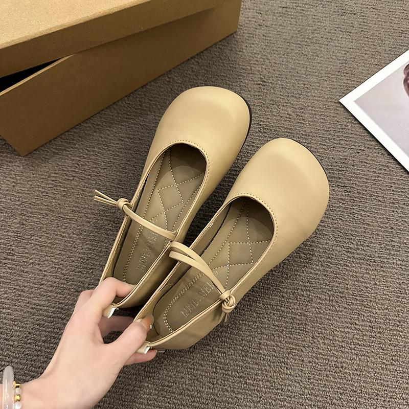 Elegant Retro Woman Shoes Casual Female Sneakers All-Match Round Toe Shallow Mouth Soft Flats Modis Grandma New Dress Square