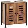 Armario de Baño Industrial Bajo Fregadero 2 Puertas de Listones con Cierre Magnético Estante Ajustable 60x30x60 cm Marrón Rústico