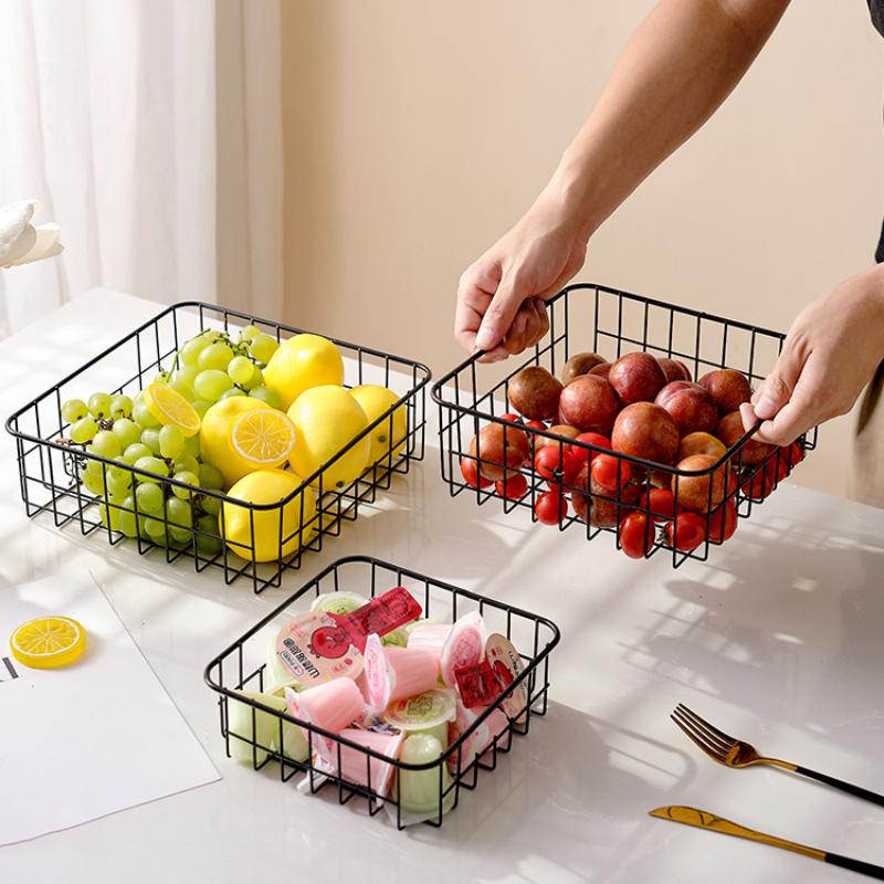 Fruit Bowl Washing Fruit Hollow Drain Basket Iron Fruit Basket Living Room Coffee Table Net Red Fruit Plate Snack Storage Basket