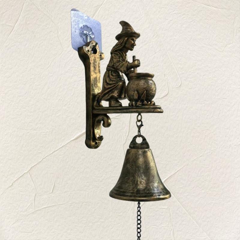 Vintage Metal Welcome Doorbell Halloween Decoration Witch Bell Shopkeeper Bell Home Entrance Door Wall Mount Spooky Decor Bell