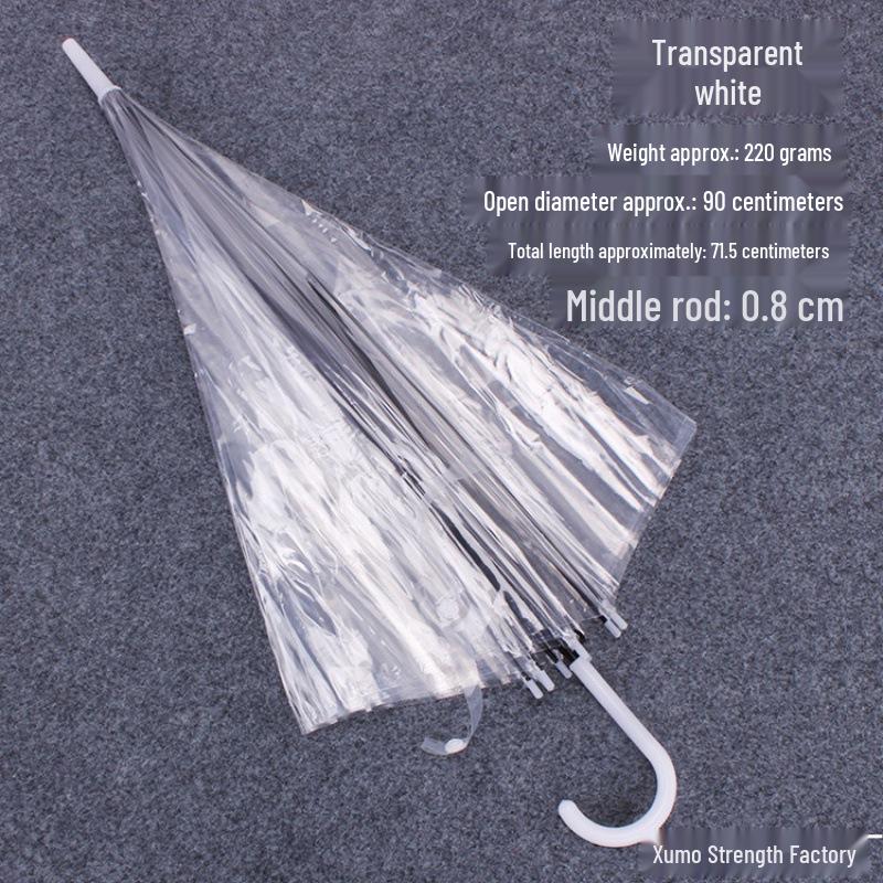 Long-Handed Transparent Umbrella with UV Protection for Women & Kids