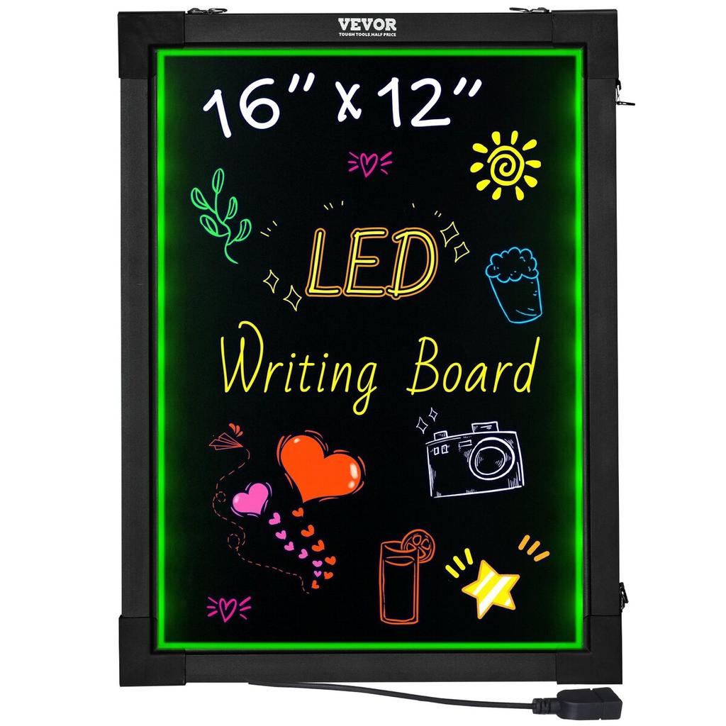 LED Message Writing Board 40.6x30.5 cm Illuminated Erasable Lighted Chalkboard