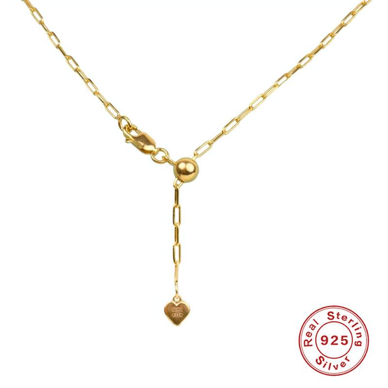 Stylish And Simple S925 Sterling Silver Classic Basic Versatile Adjustable Small Gold Ball Tail Chain Necklace Collarbone Chain
