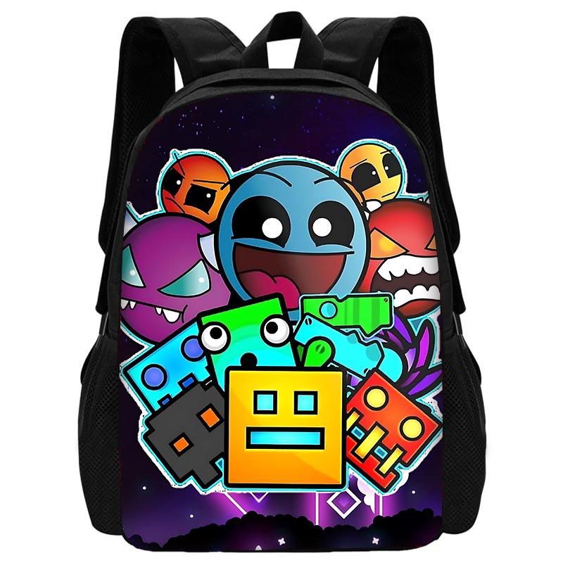 Cartoon Spelletjes Angry Geometry Dash Kinder Schoolrugzak met Lunchtassen, Etui, Schooltassen voor Jongens Meisjes Beste Cadeau