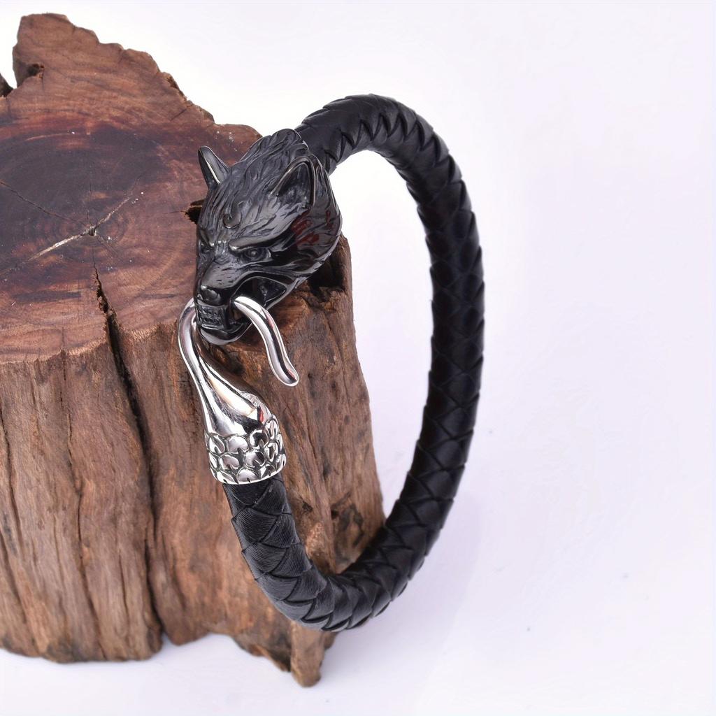 Hot Selling Viking Wolf Scalp Leather Rope Bracelet Hip Hop Men's Explosive Wholesale