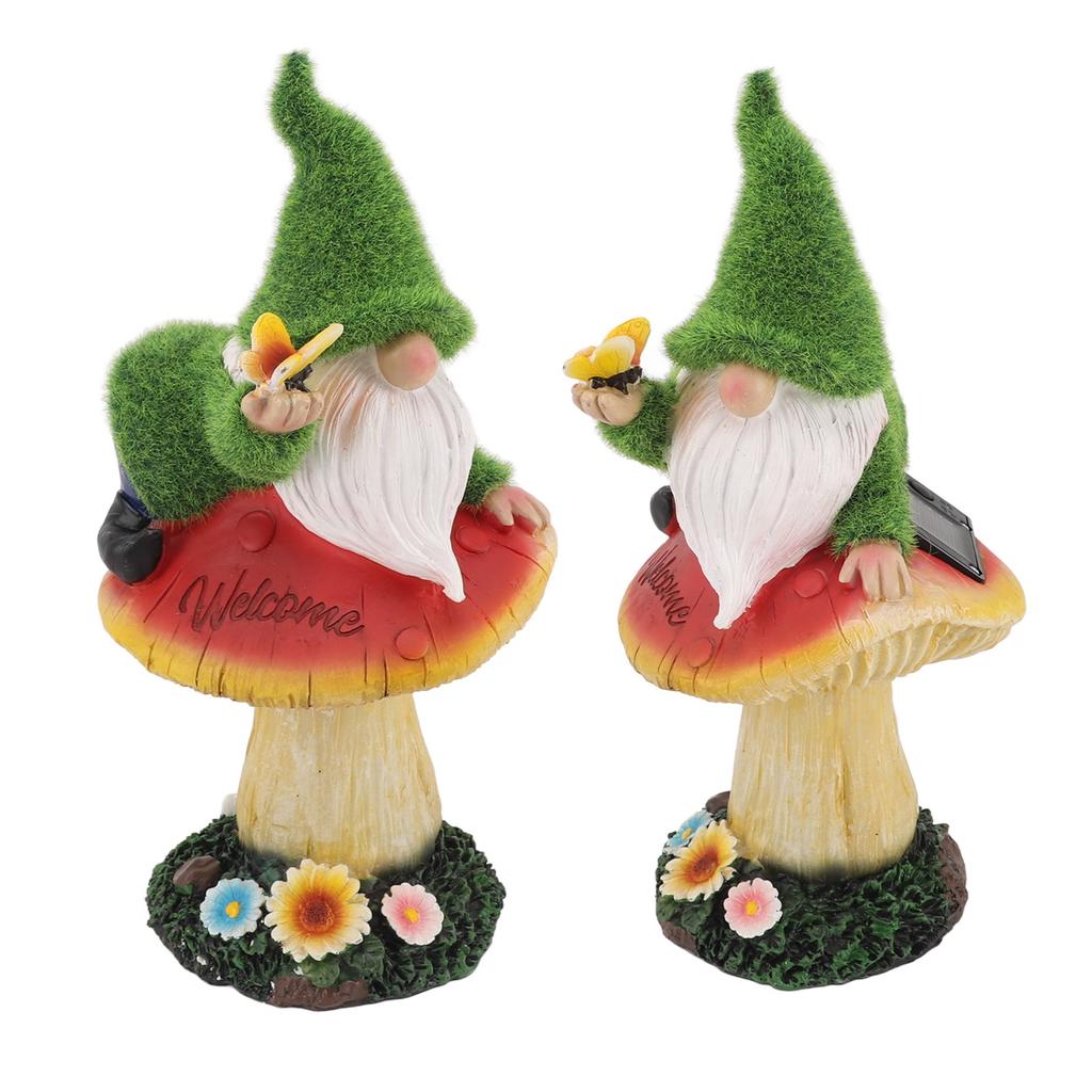 Gardon Mushroom Light Statue Resin Lifelike Unique Warm Light Garden Gnome Mushroom Sculptures for Outdoor Decoration