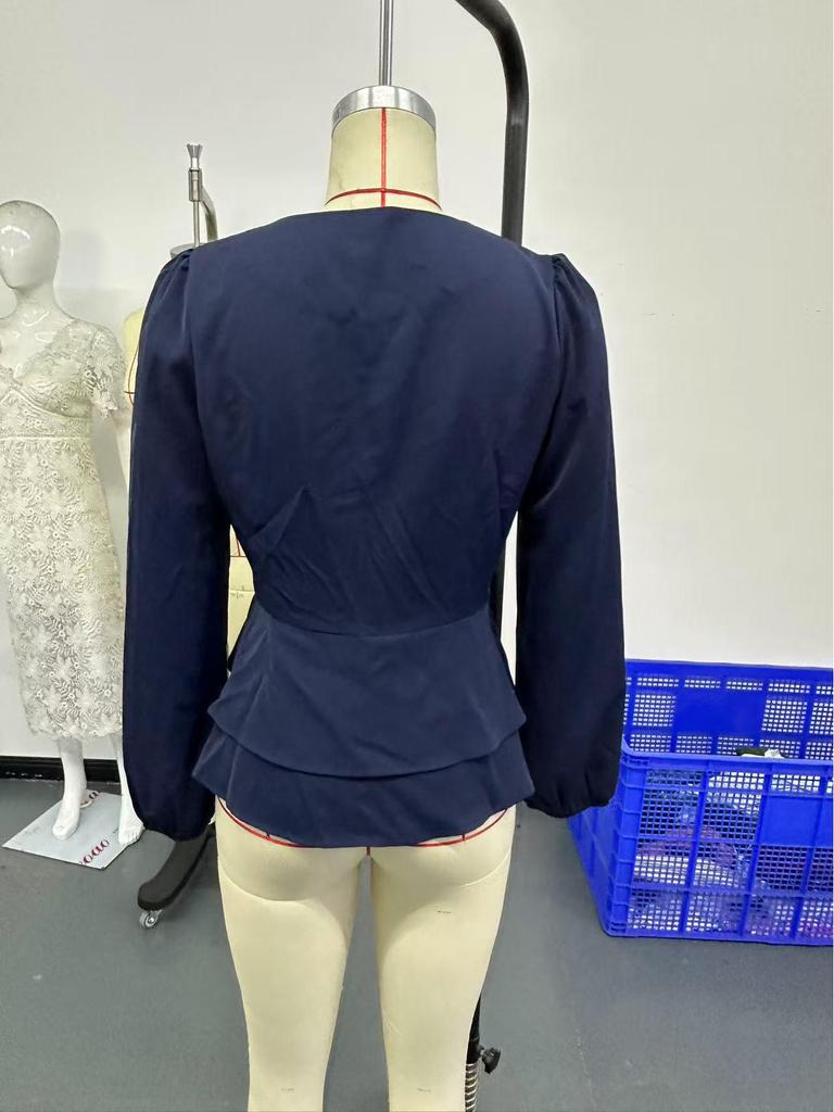 2025 European & American Autumn-Spring Women's French Lace Slimming Waist-Cinching Shirt