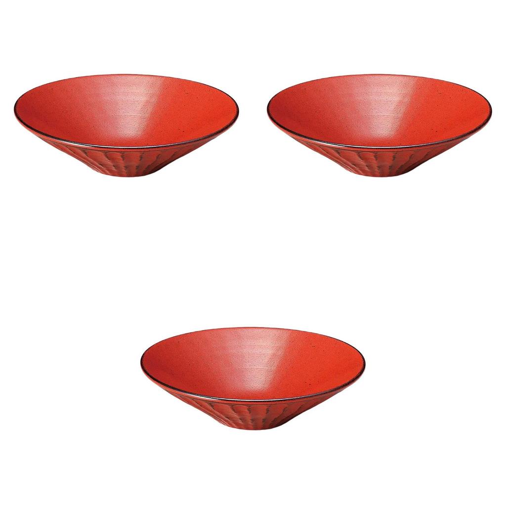 Set of 3 Yuzu Black Magna Deep Plates X Serving Bowl by Setomonohonpo (Large) [24.5 6.6 Cm] (Medium)
