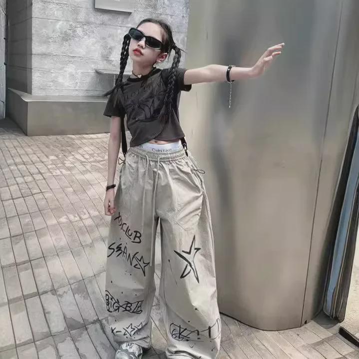 2024 Girls' Summer Graffiti Hip-Hop Streetwear Pants