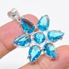 Swiss Blue Topaz Gemstone 925 Sterling Silver Jewelry Pendant 1.81" KJ-91
