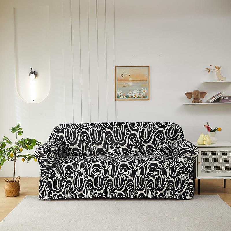 1pc Stretch Sofa Slipcover Non-slip Sofa Cover With Skirt Geometry Couch Cover for Bedroom Office Living Room Home Decor