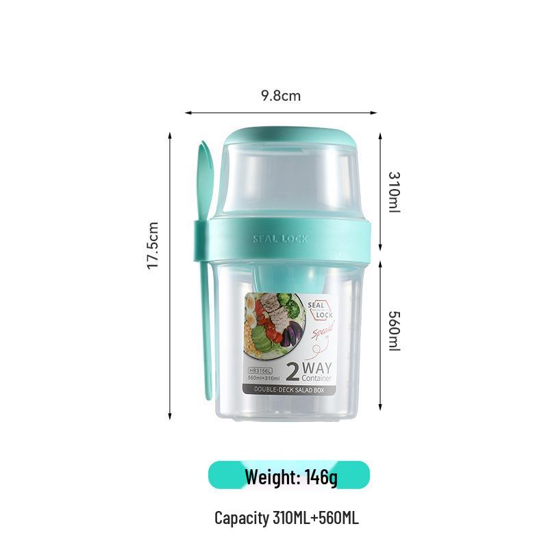 Портативный стакан для йогурта и овсянки на ночь с крышкой и ложкой для завтраков на ходу 870ml-1070ml 1330₽