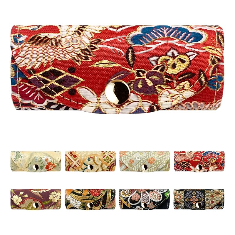 

[leo&aoi] Nishijin textile key case ladies men s 4 consecutive smart key tri-fold key case key key compact key ring 4 key case 4 key hooks Japanese