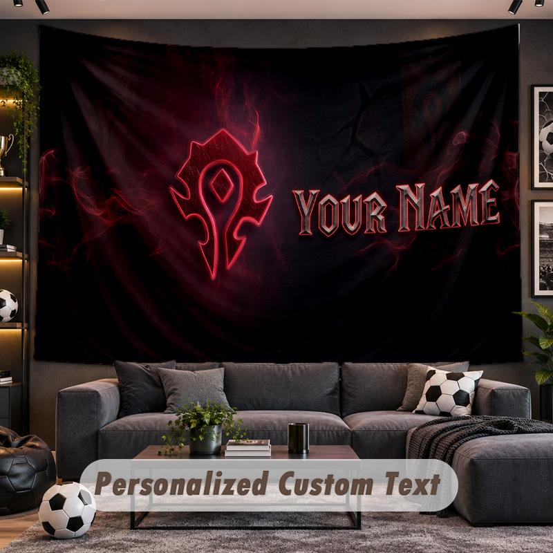 World of Warcraft Personalized Tapestry Support Custom Name, Wall Art Home Decoration