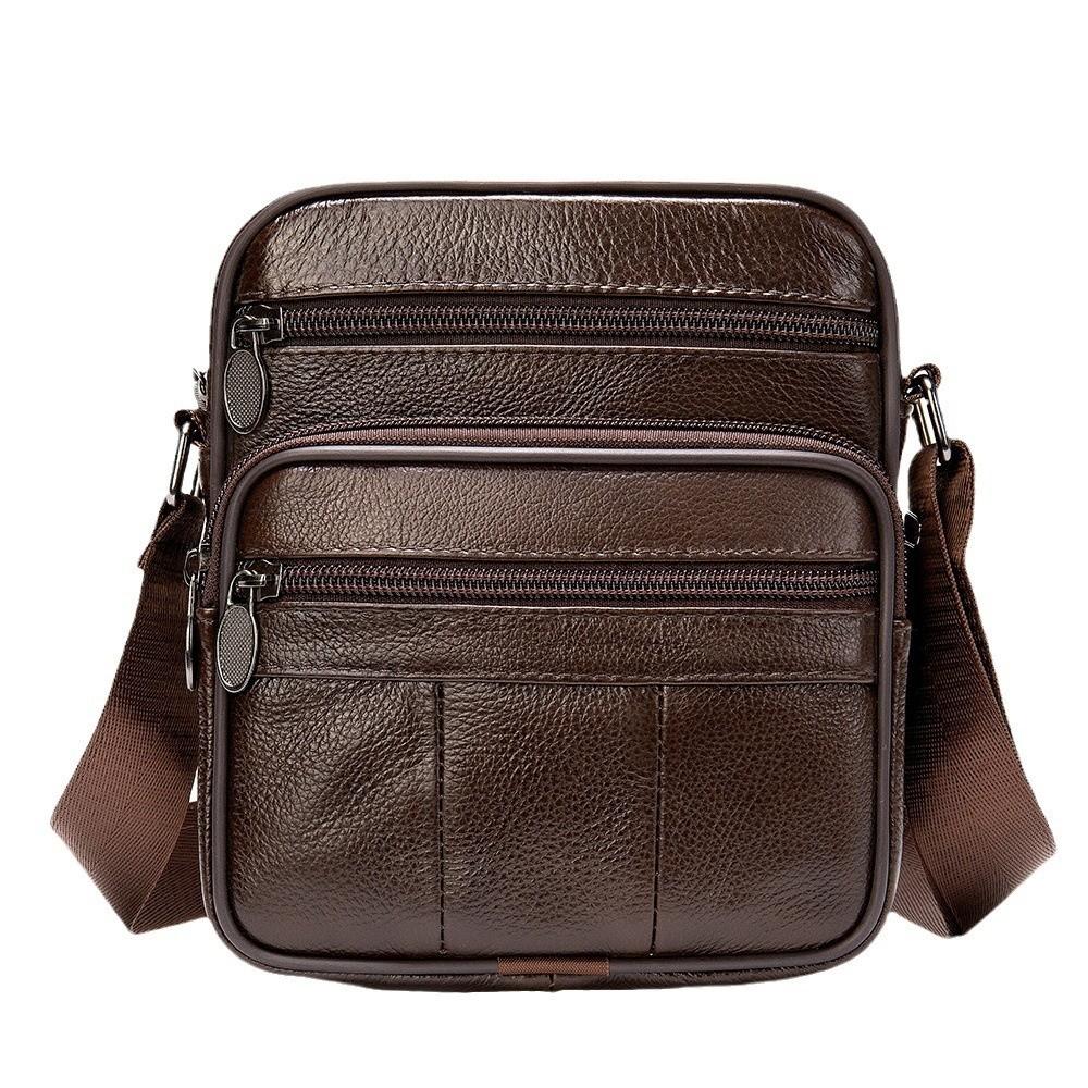 Bolso Bandolera para Hombre de Cuero Genuino Nuevo de Piel de Vaca Moda Bolsos de Hombro Pequeño Informal de Negocios de Cuero