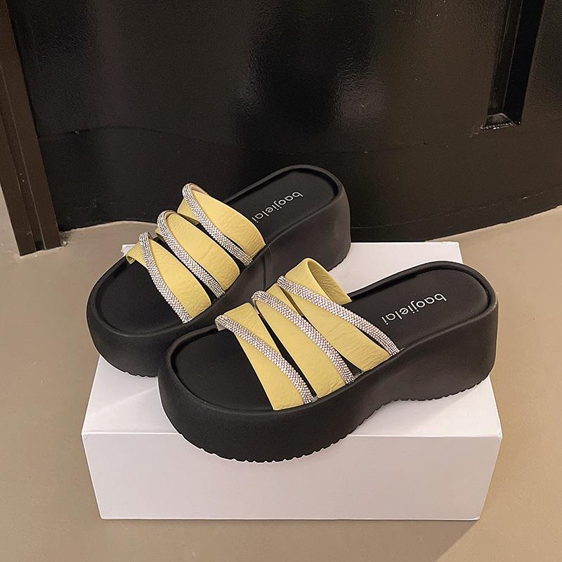 

Fashion Hot Selling Women s Summer Thick Heel Sandals Outdoor Wear Synthetic Microfiber Beach Shoes Korean Style Rubber Sole Fashionable 35 жёлтый